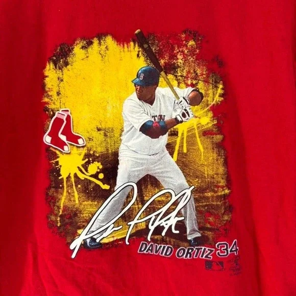 Vintage 2000s Boston Redsox David Ortiz Big Papi MLB Baseball T-Shirt - Picture 4 of 5